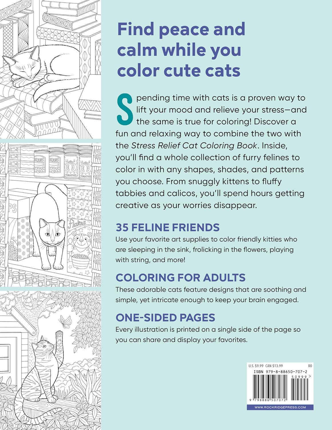 Stress Relief Cat Coloring Book: Calming and Adorable Designs for Adults