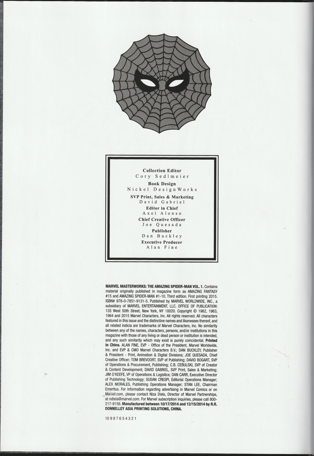 MARVEL MASTERWORKS: THE AMAZING SPIDER-MAN VOLUME 1 (By Stan Lee & Stev Ditko)