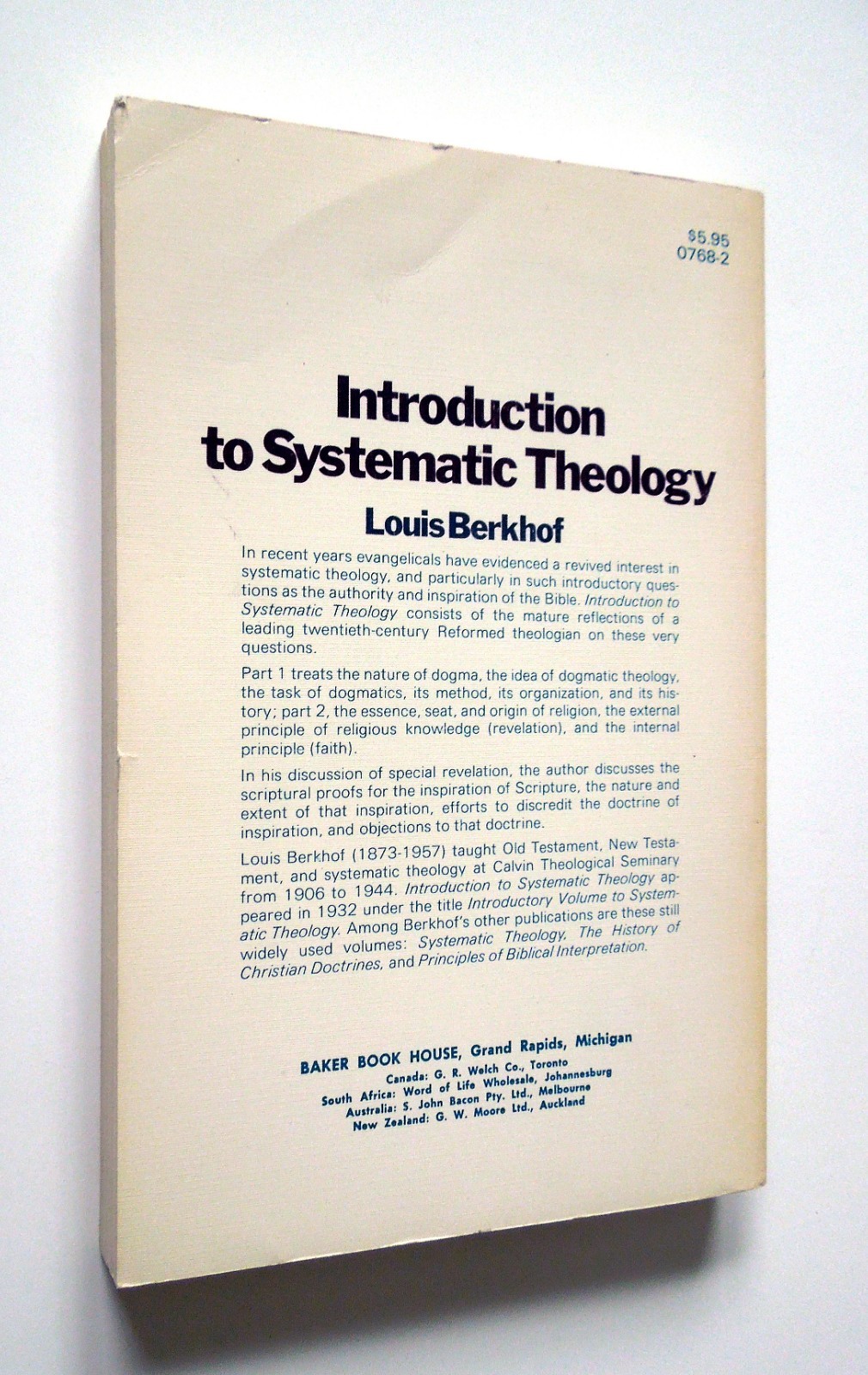 Introduction to Systematic Theology – Louis Berkhof, 1979 sc, Baker Book House