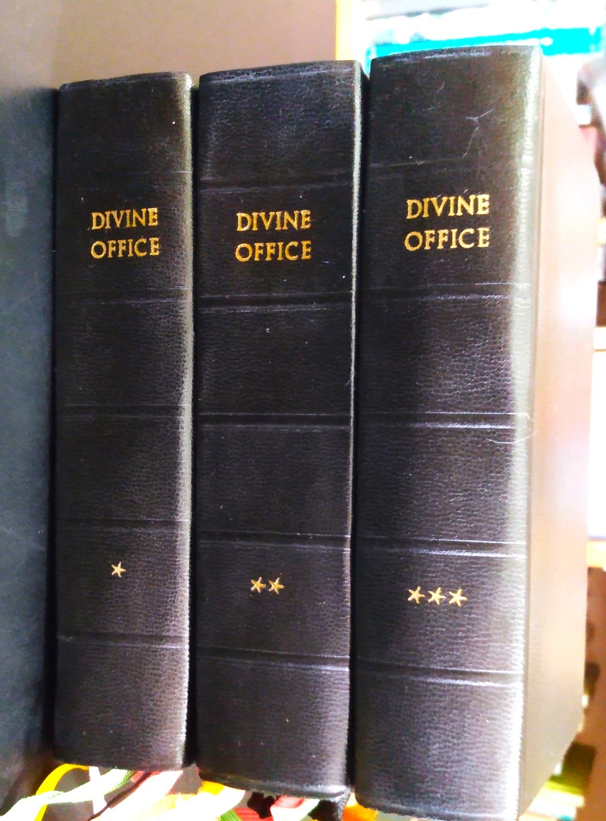 THE DIVINE OFFICE BREVIARY (Latin/English) 3 Volume Set (Leather) Slipcases 1963