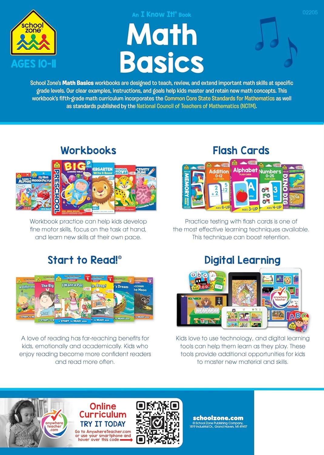 School Zone – Math Basics 5 Workbook – 64 Pages Ages 10 to 11 5th Grade Divis…