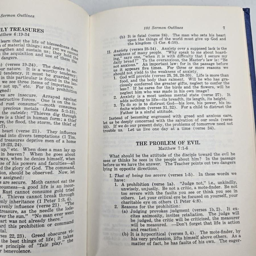 Vintage 101 Sermon Outlines Frank Cox HC 1971 Preaching Christian Book Vintage