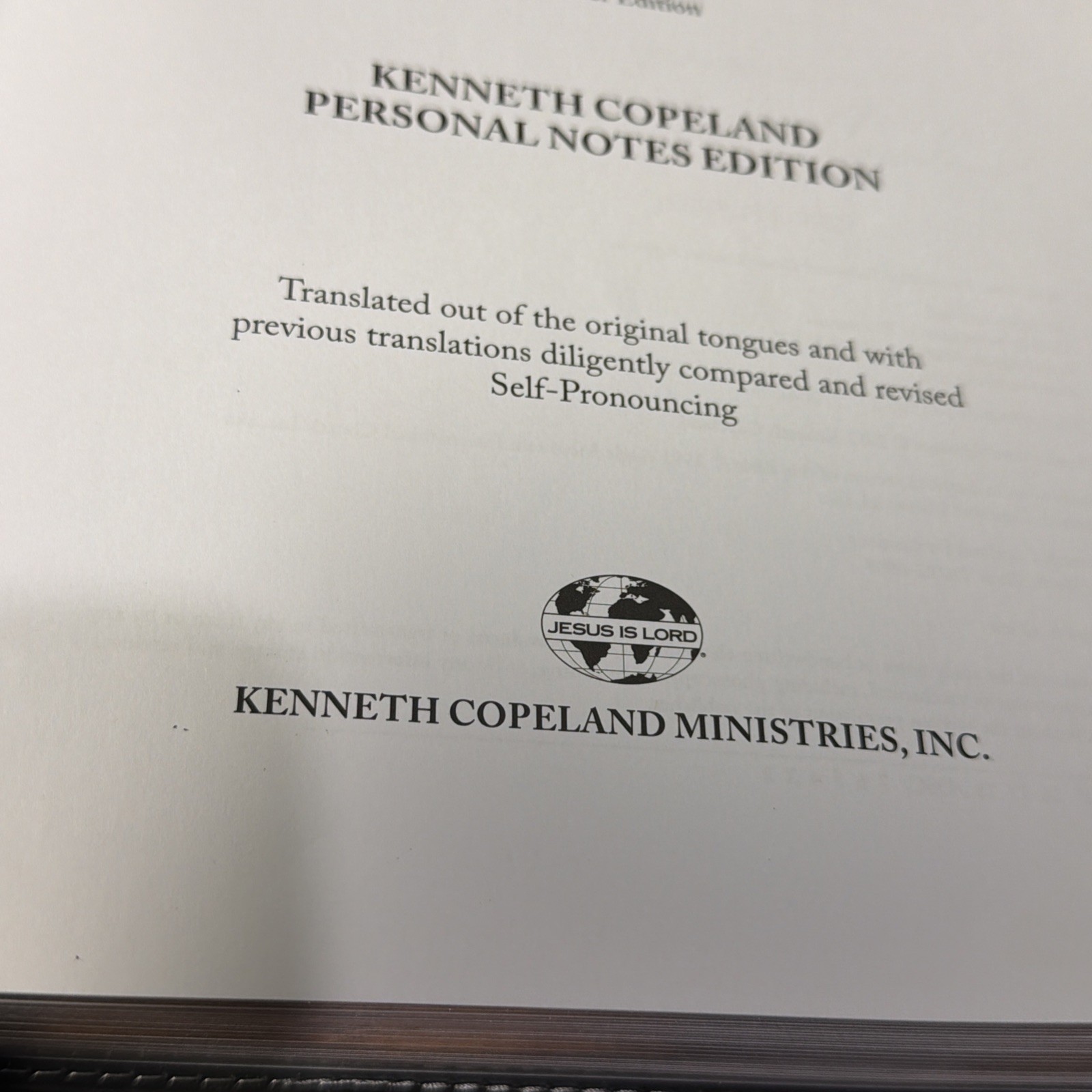 The New Testament KJV BIBLE Kenneth Copeland Personal Notes Edition Faux Leather