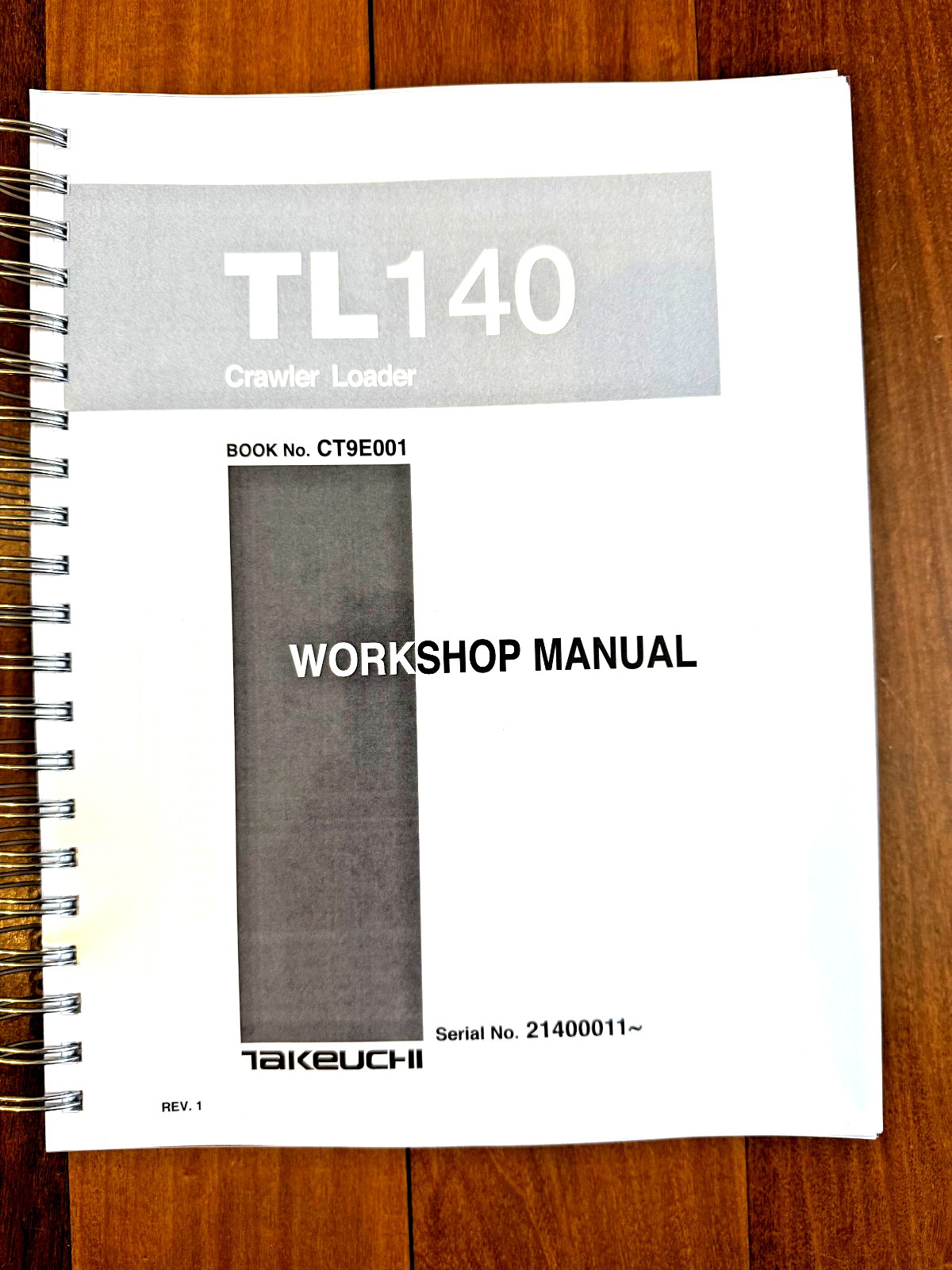 TAKEUCHI TL140 CRAWLER LOADER WORKSHOP MANUAL , BINDER COVERING XL FOLDOUT PGS!