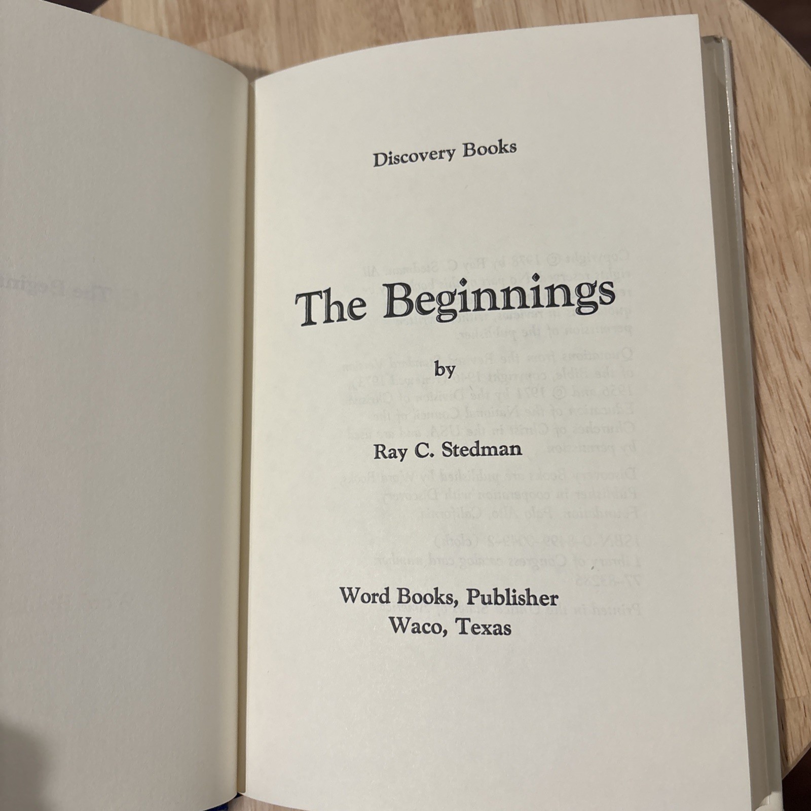 The Beginnings Ray C. Stedman HBDJ