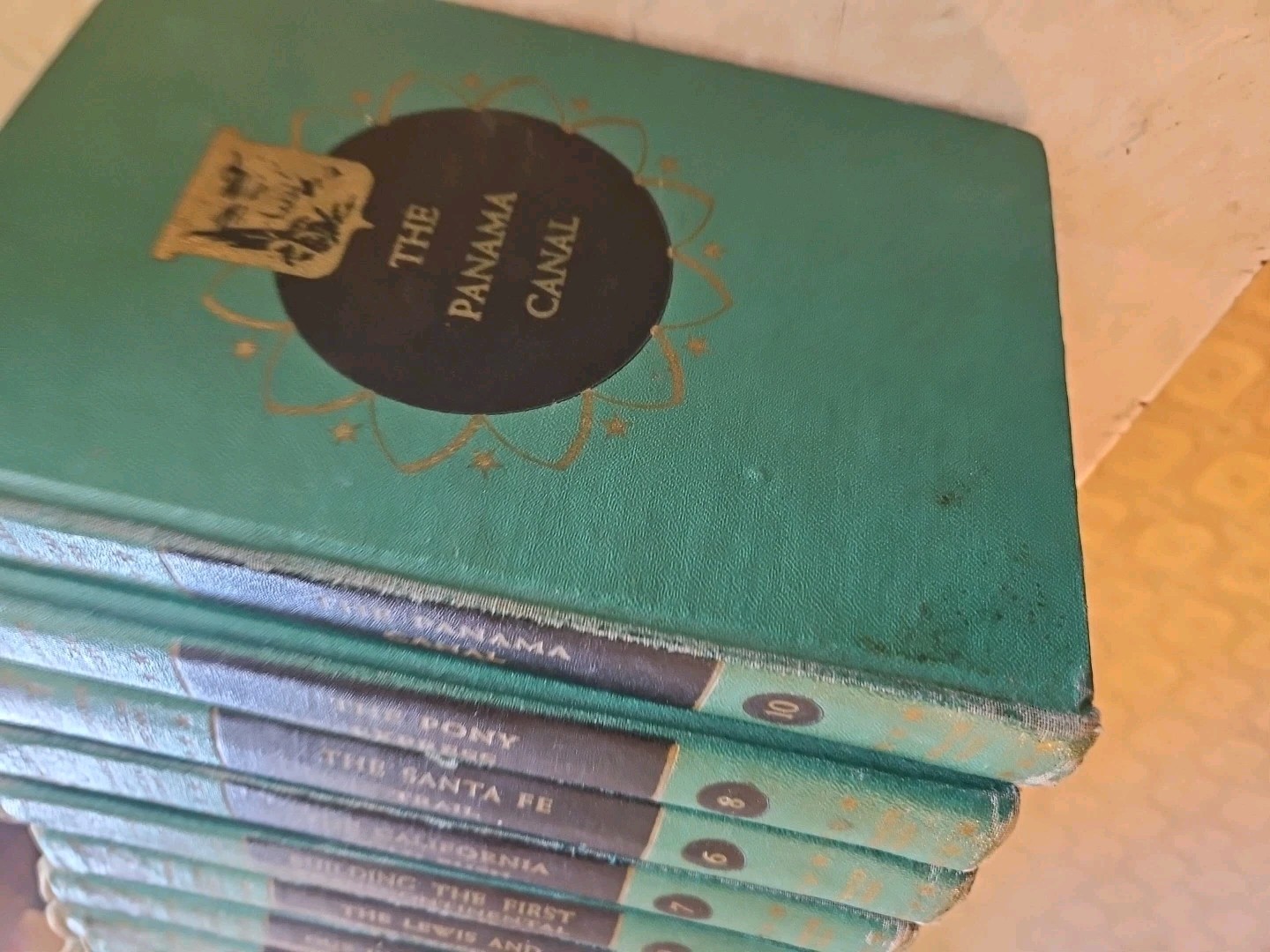 1950s Landmarks Of American History 10 Book Set Spencer Press MCM Teal Decor F5