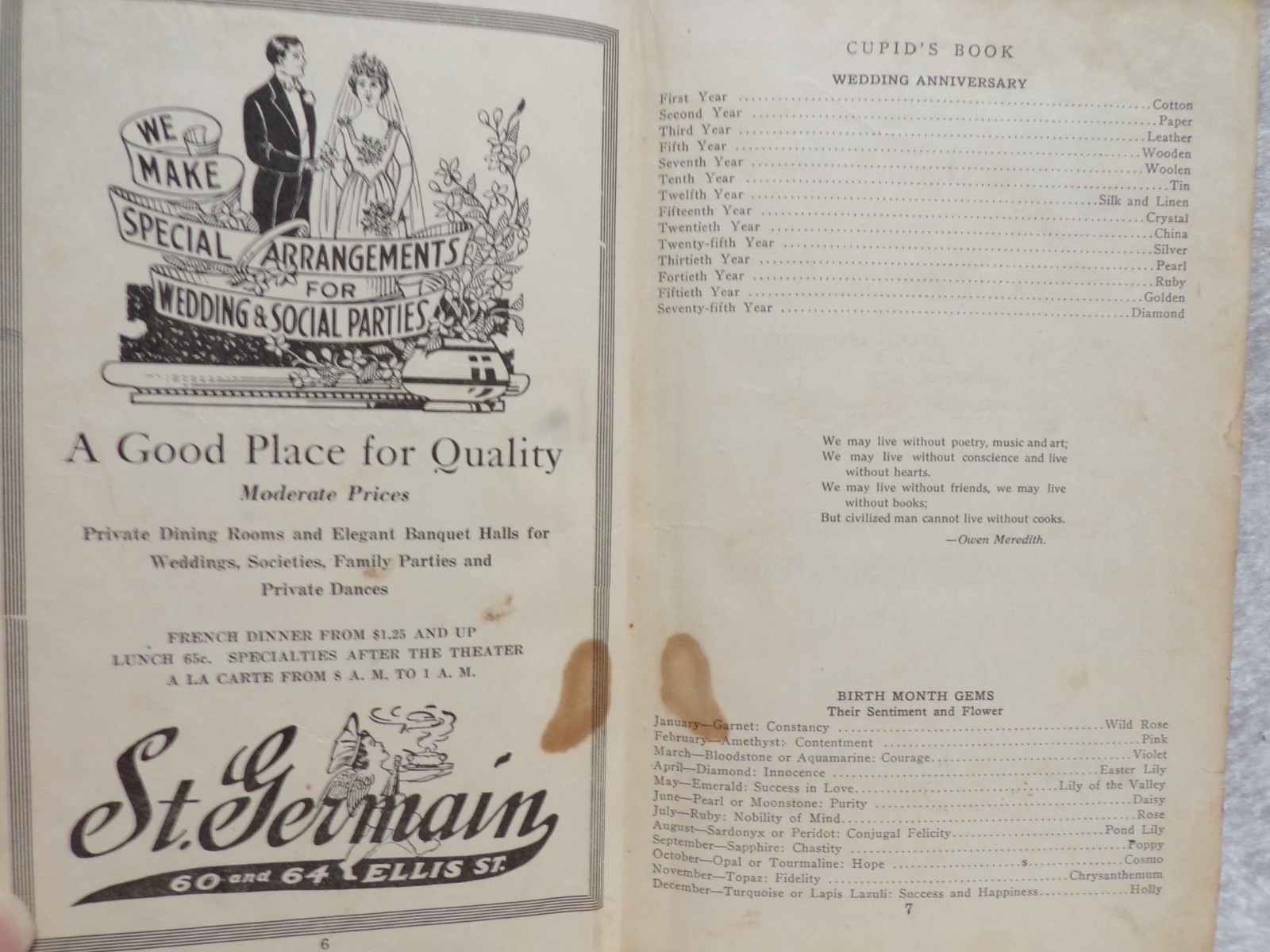 1919 CUPID&rsquo;S BOOK OF GOOD COUNCEL COOK BOOK 104 PAGES MISSING BACK COVER