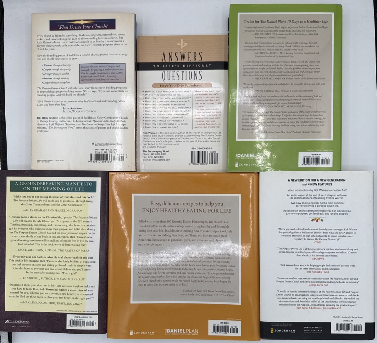 Lot of 6 Books by Rick Warren, 4 Hardcover and 2 Paperback, B205