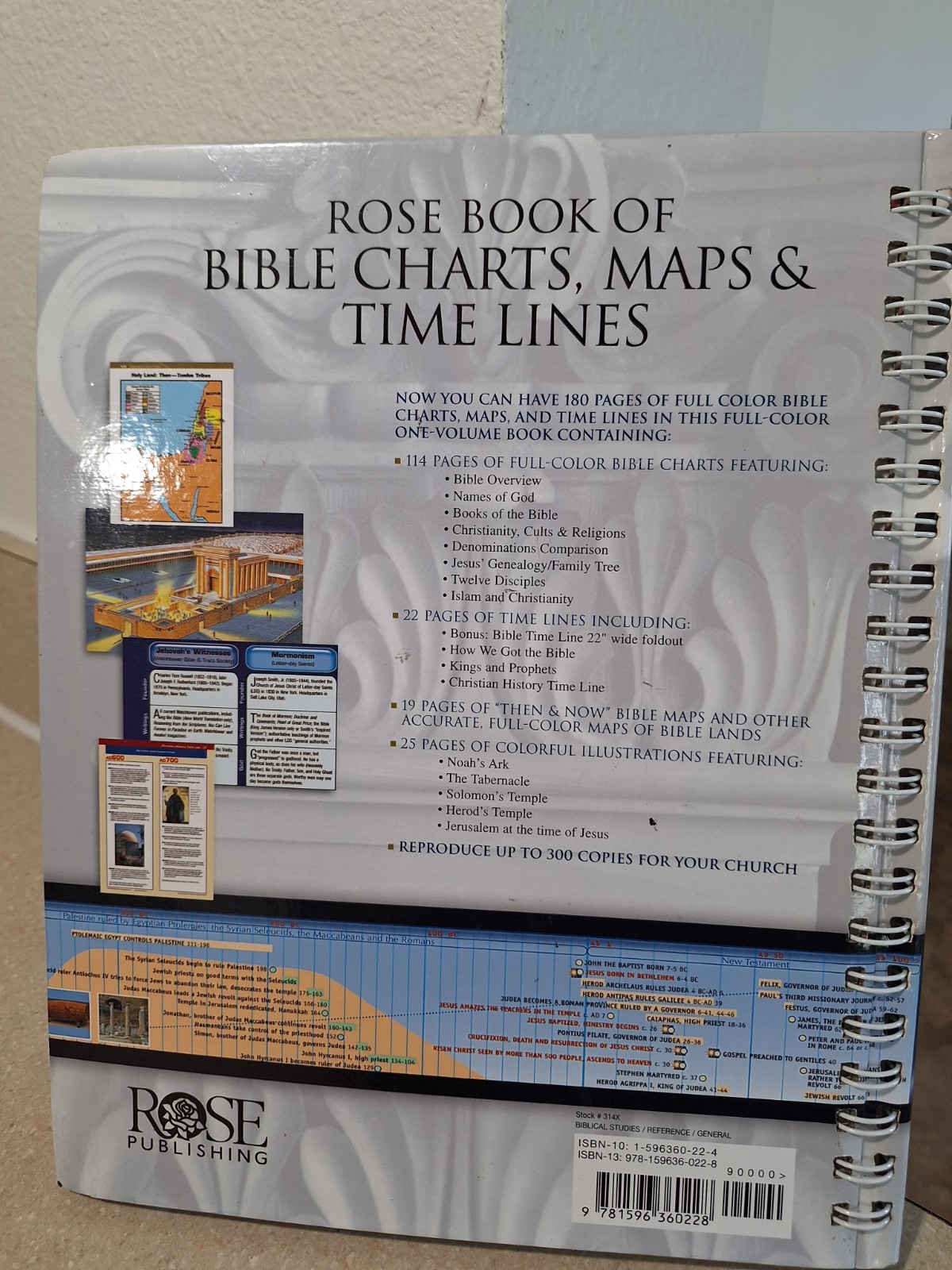 Rose Book of Bible Charts, Maps & Time Lines 2005 Rose Publishing Spiral HC Good