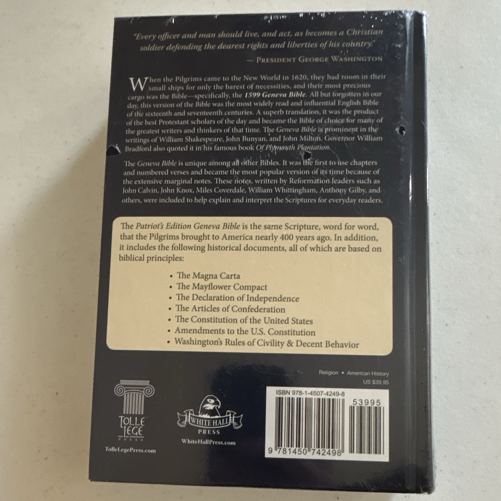 New Sealed 1599 Geneva Bible Patriot&rsquo;s Edition – Hardcover – Tolle Lege Press