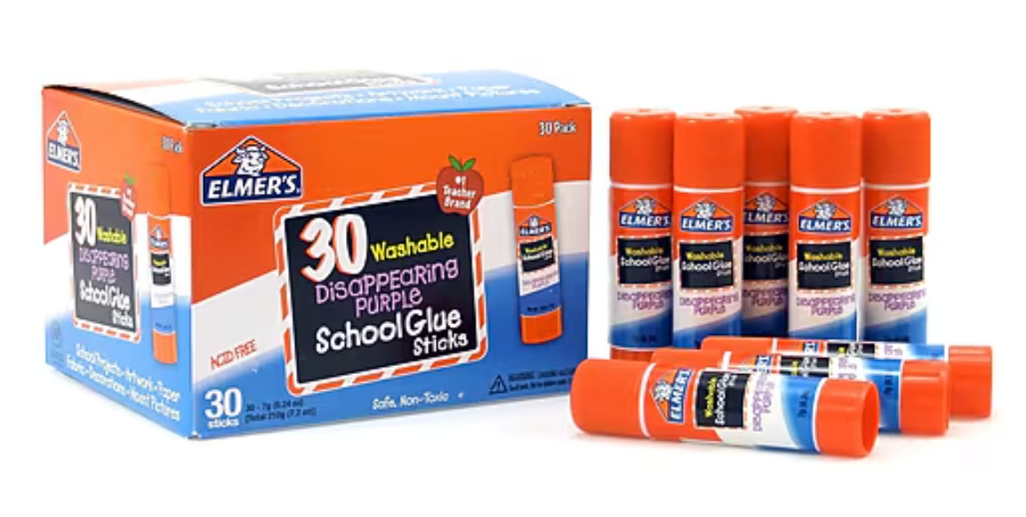 NEW Elmer&rsquo;s 30 Washable Disappearing Purple School Glue Sticks – 0.24 oz