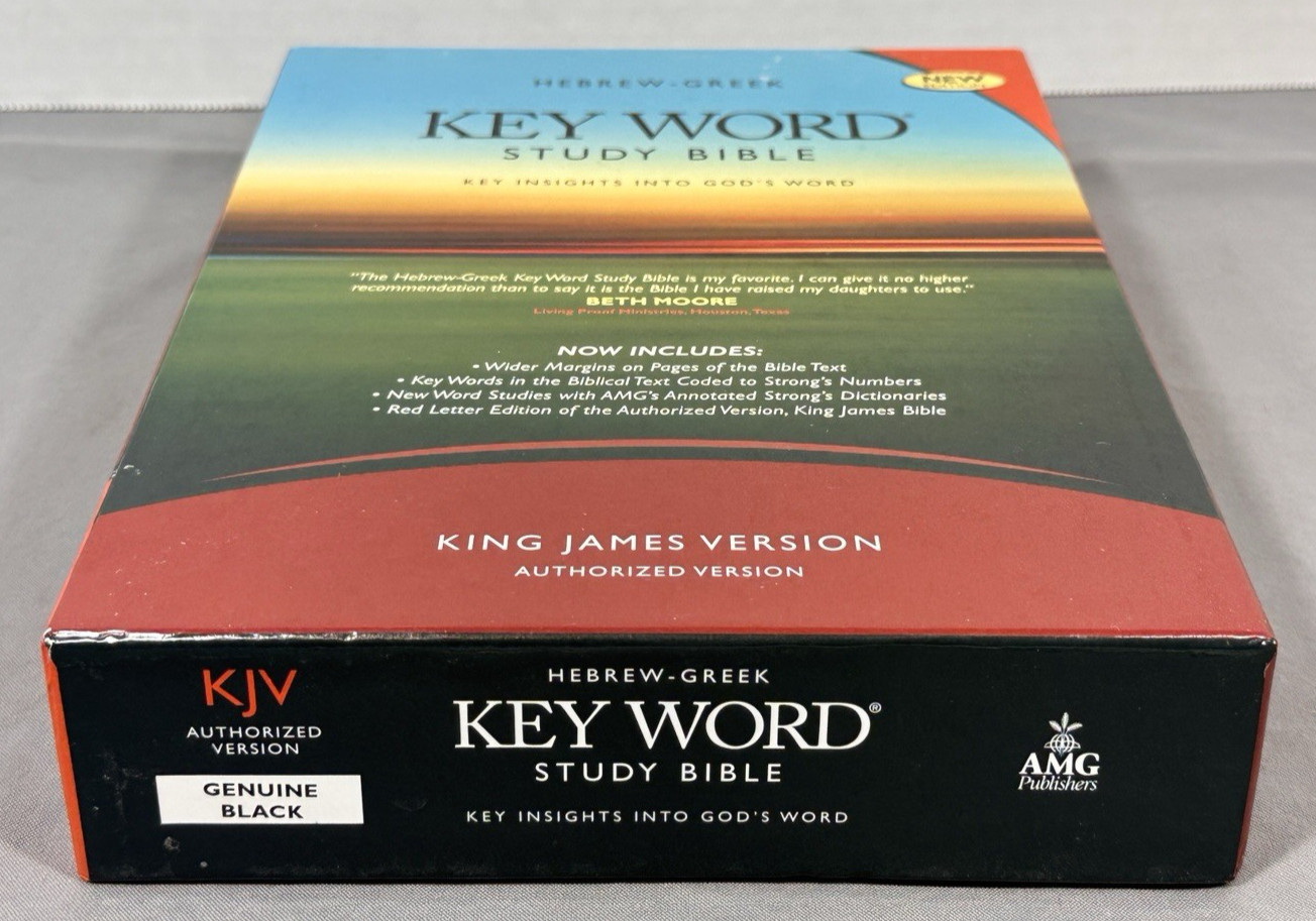 Hebrew Greek Key Word Study Bible KJV Genuine Leather Black AMG Publishers Box