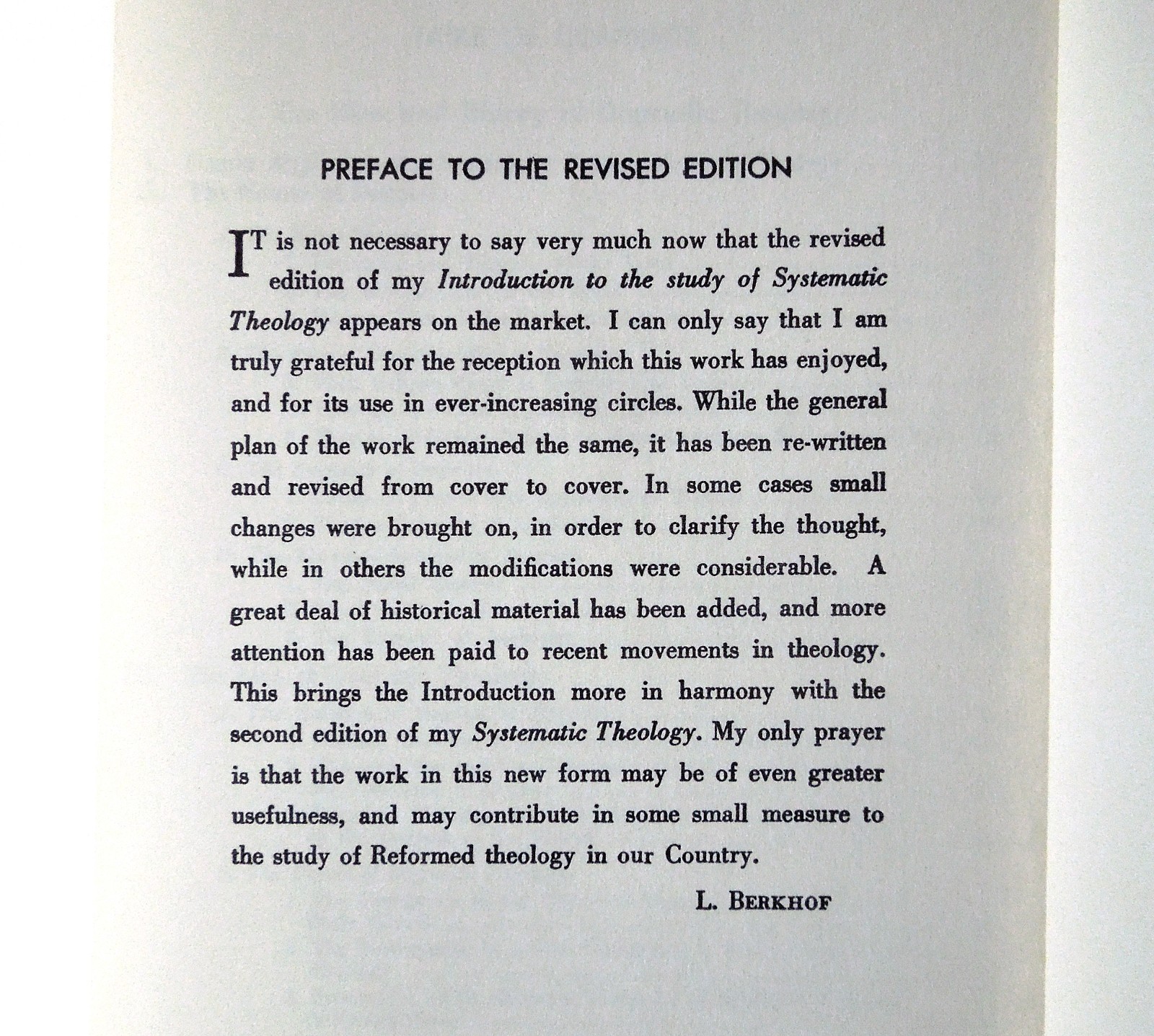 Introduction to Systematic Theology – Louis Berkhof, 1979 sc, Baker Book House