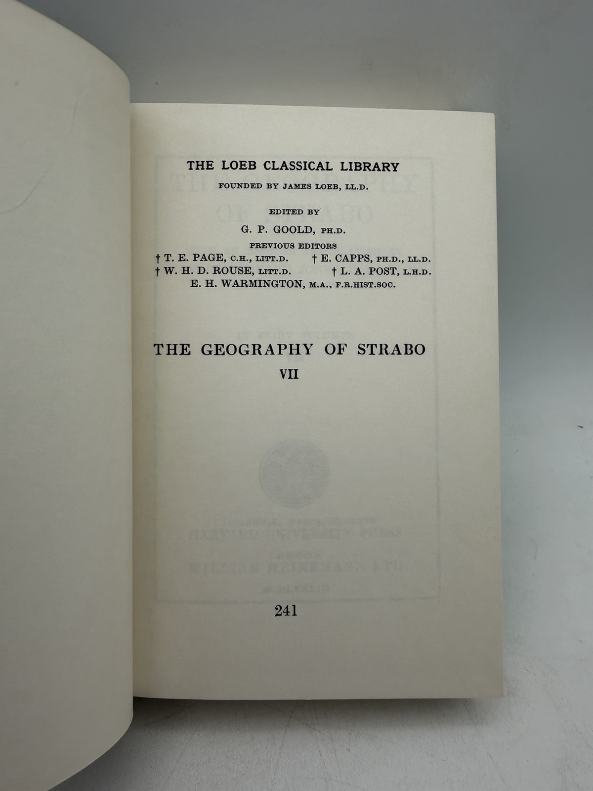 Strabo Geography Volume VII 7 Books 15-16 XV-XVI Hardcover DJ Harvard 1983