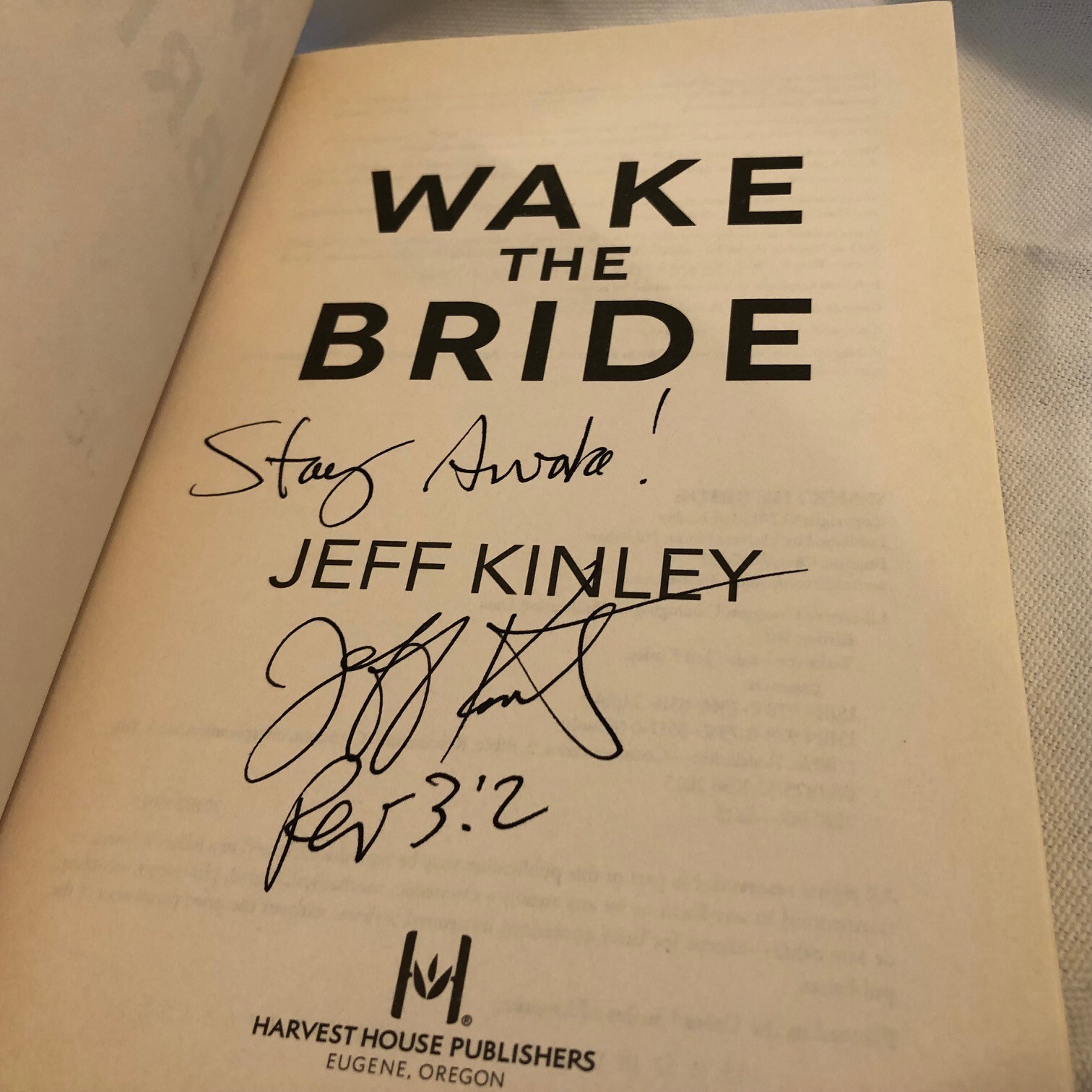 Wake The Bride Book First Edition Paperback Signed By Author Jeff Kinley