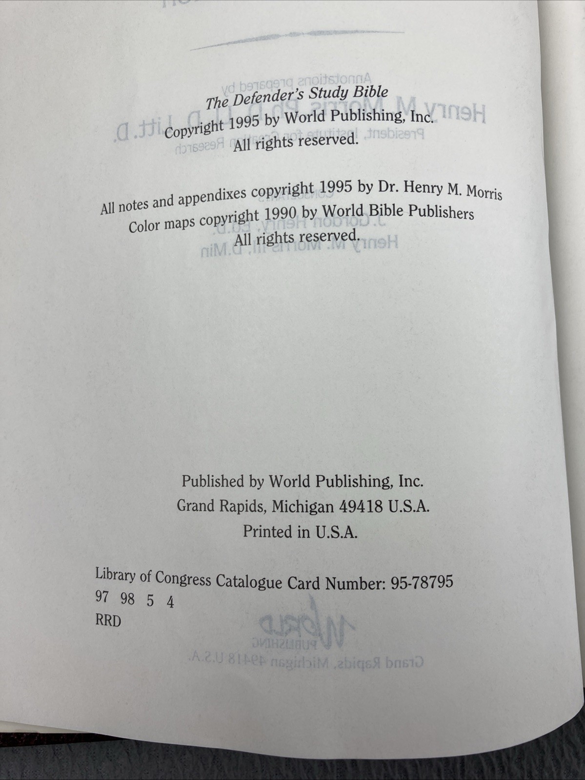 The Defender&rsquo;s Study Bible King James Version – Hardcover Morris, Henry M.