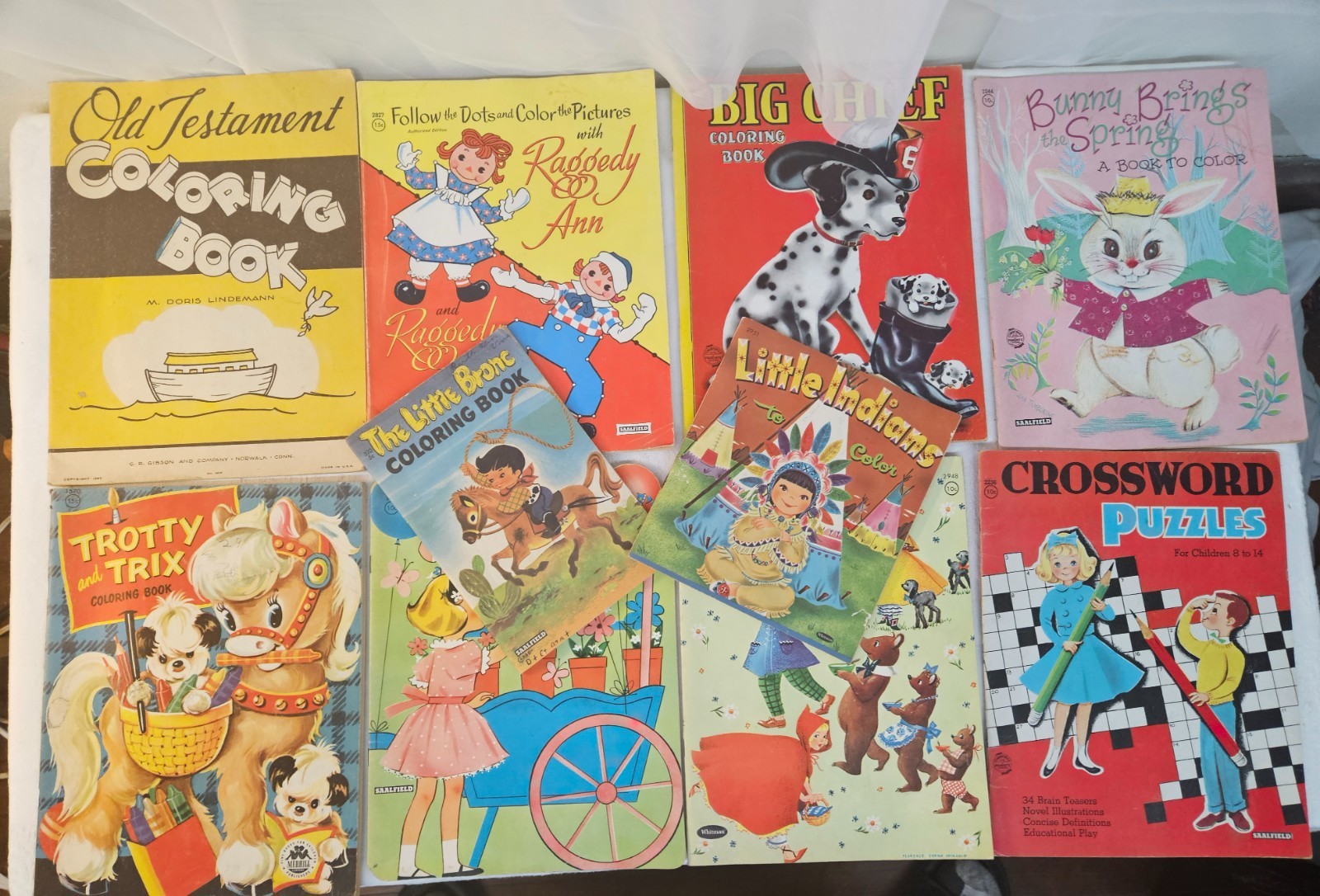 Lot of 10 Vintage USED Children&rsquo;s Coloring Books 1950&rsquo;s-60s Era in Nice Shape