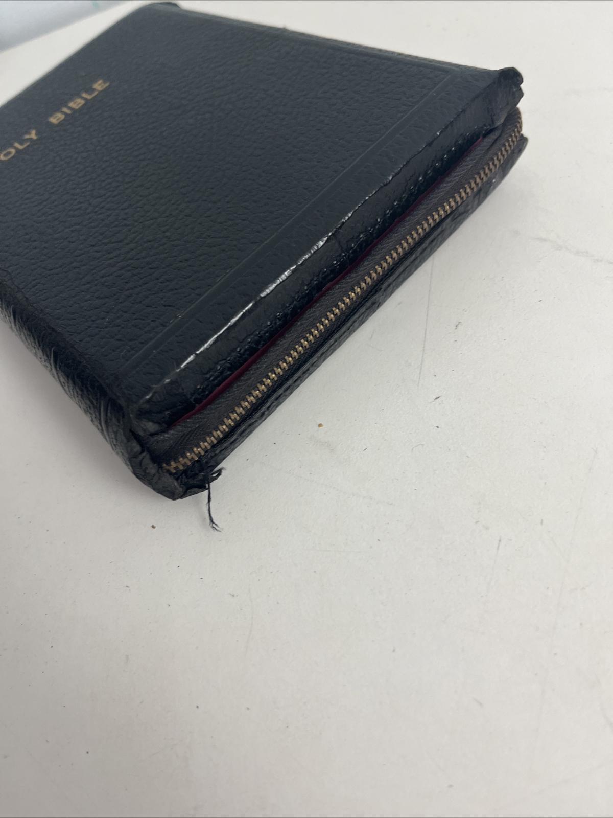 Bible KJV Zip Leather Original Tongues Antique VTG American Society