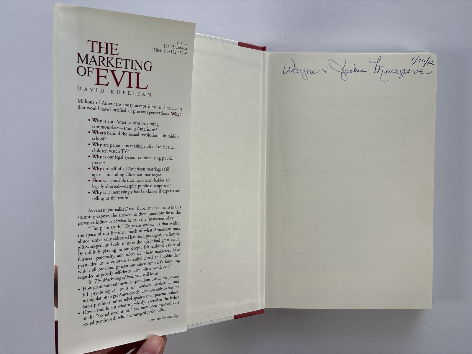 Vintage 2000s Nonfiction, The Marketing of Evil, David Kupelian, Hardcover, 2005
