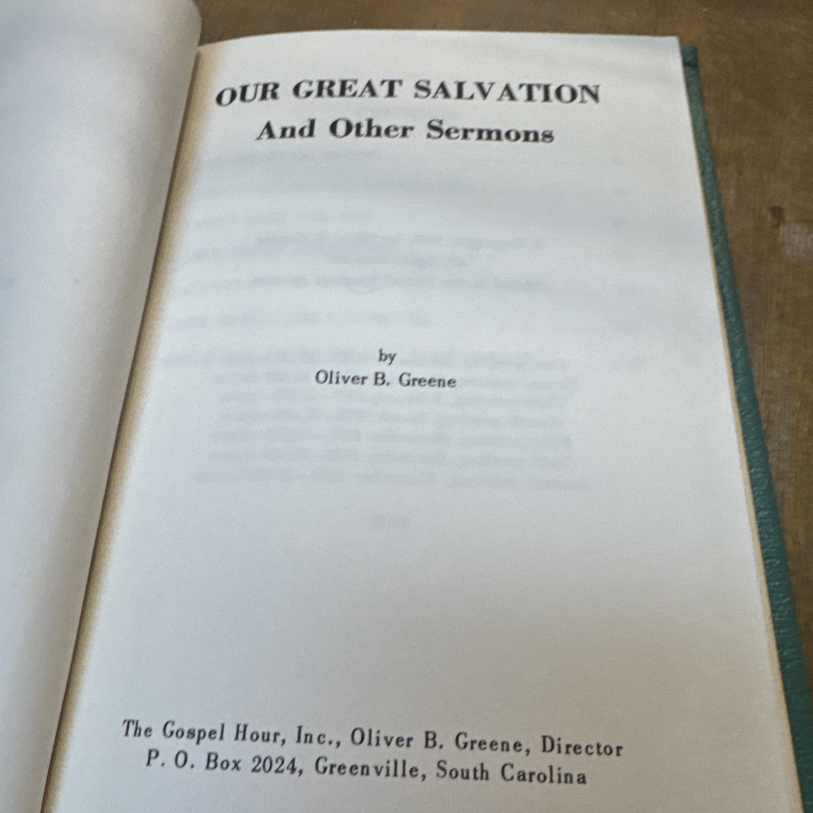 Our Great Salvation by Oliver B Greene (HC, 1974)
