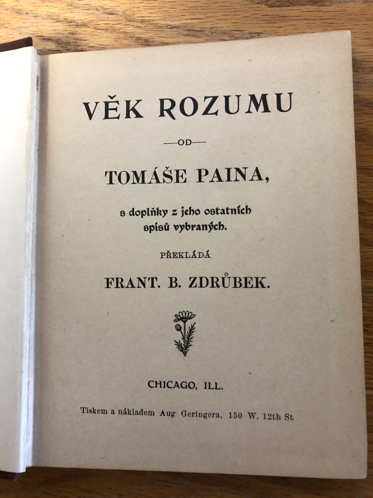 b Tomase Paina VEK ROZUMU Thomas Paine THE AGE of REASON 1884 Geringera Slovak