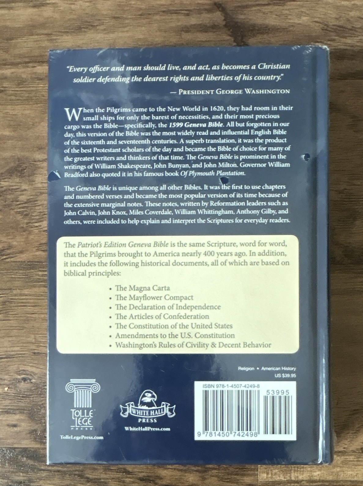New Sealed 1599 Geneva Bible Patriot&rsquo;s Edition – Hardcover – Tolle Lege Press