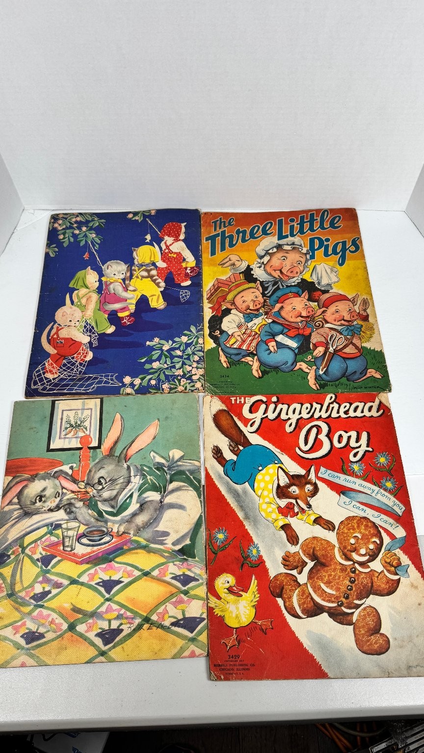 Vintage Children&rsquo;s Story Book Lot 1938-40 Whitman Merrill Peter Rabbit Pigs