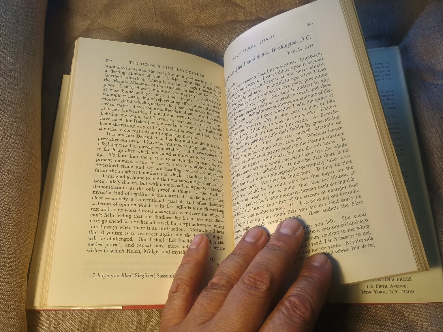 Holmes-Einstein Letters Peabody 1965 Second Printing History St. Martin&rsquo;s Press