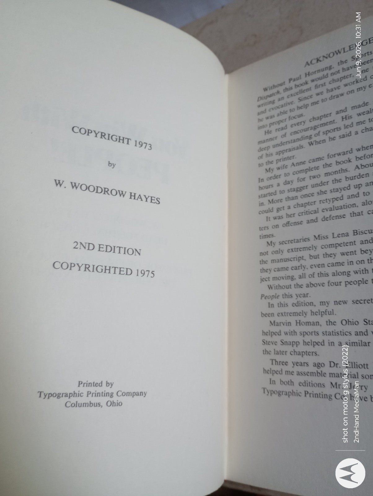 1975 2ND EDITION YOU WIN WITH PEOPLE WOODY HAYES HC/HARDCOVER/DJ BOOK