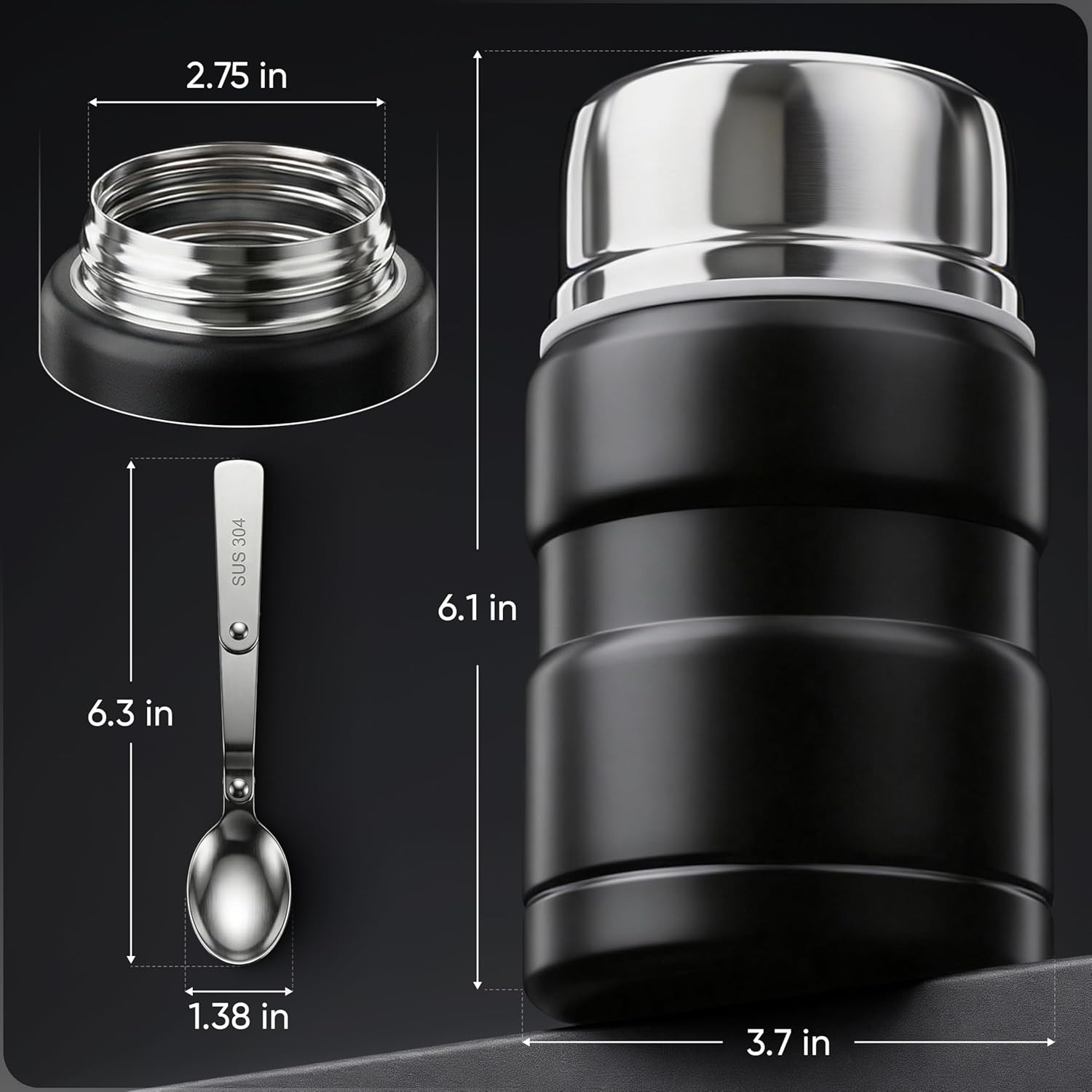 Stainless Steel Thermo for Hot 17OZ with Folding Spoon, Vacuum Insulated Conta