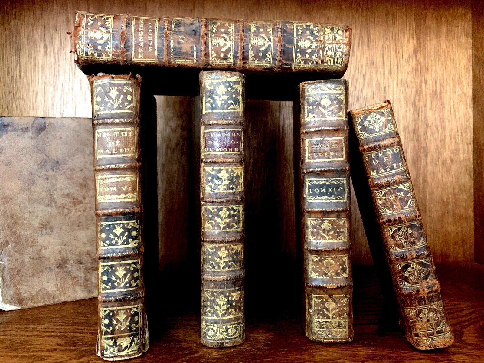 OLD BOOK Leather Antique Binding from 1700s – Literature, History, Religion Etc