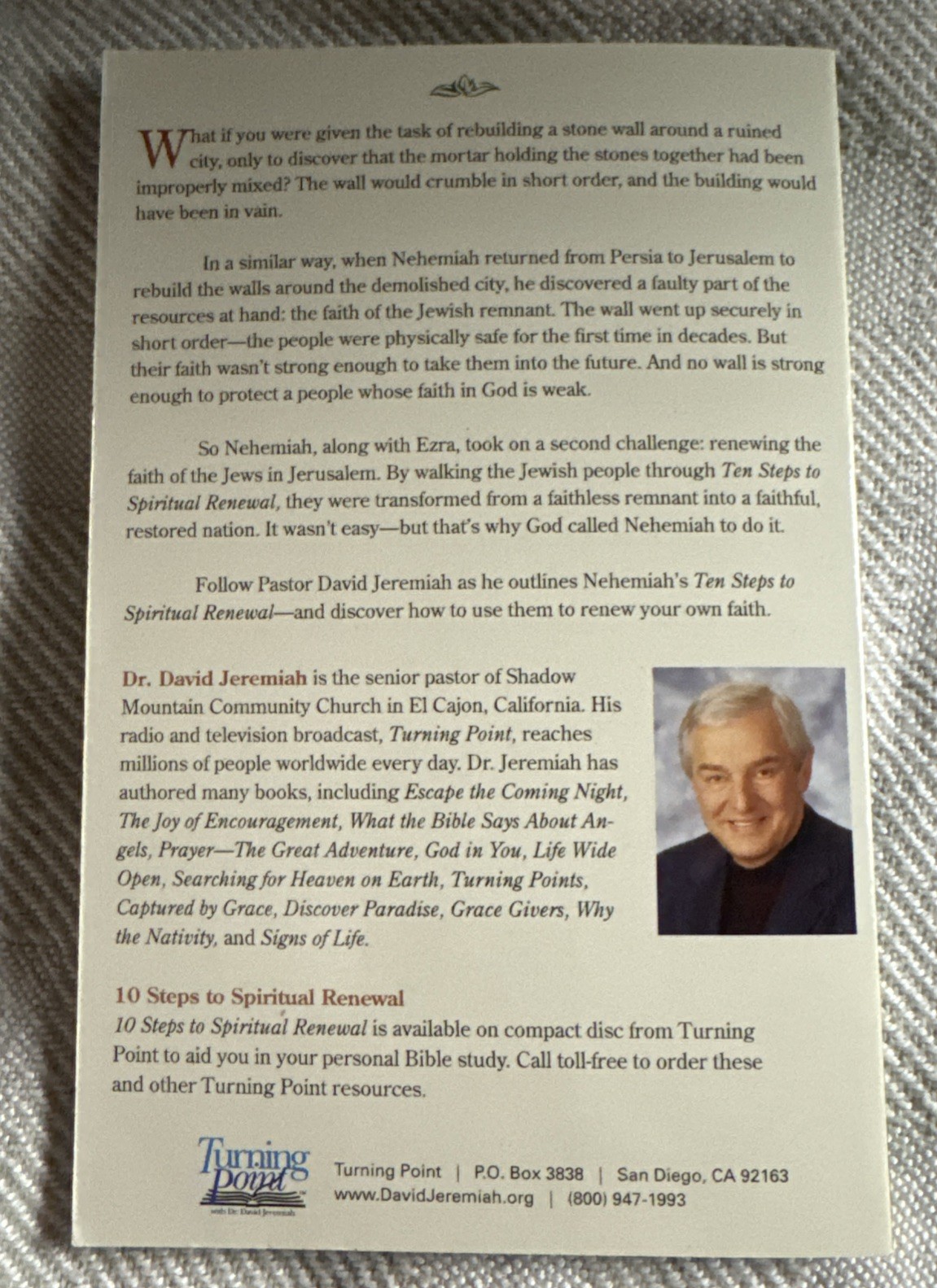 10 Steps To Spiritual Renewal Study Guide (2008 Paperback) By David Jeremiah