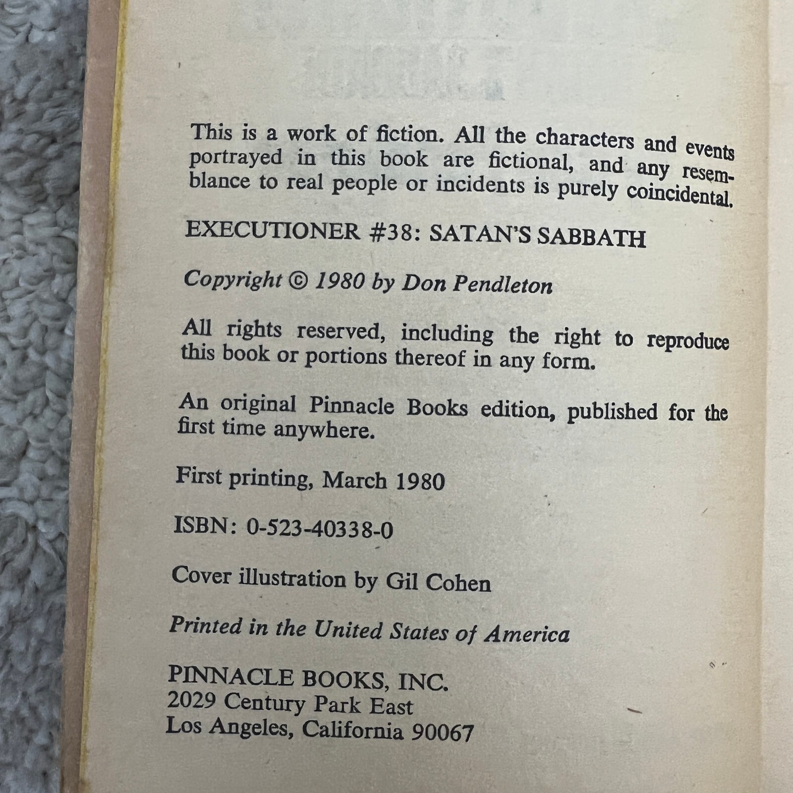 Satan&rsquo;s Sabbath Action Paperback Book by Don Pendleton Adventure 1980