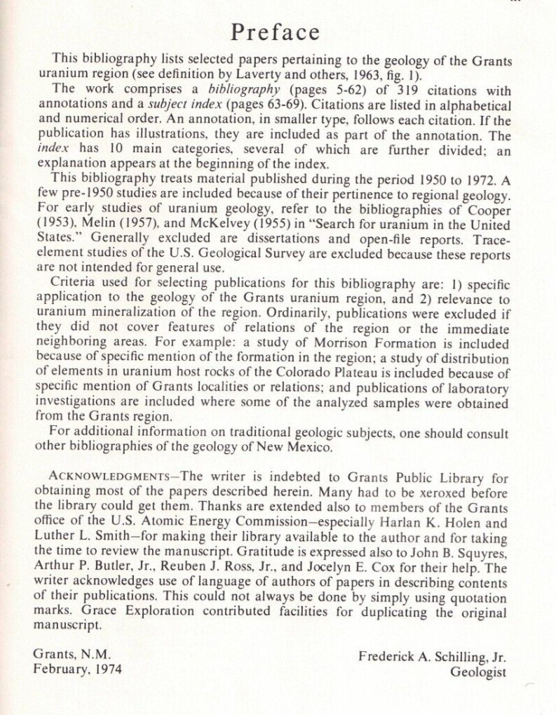 Annotated Bibliography Of Grants Uranium Region New Mexico 1950 to 1972-1975