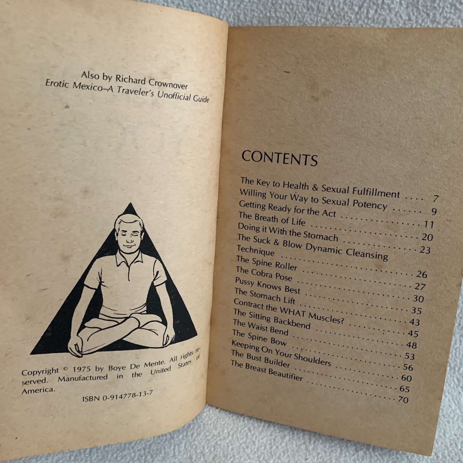 Sensual Yoga For Men & Women Richard Crownover Paperback 1975