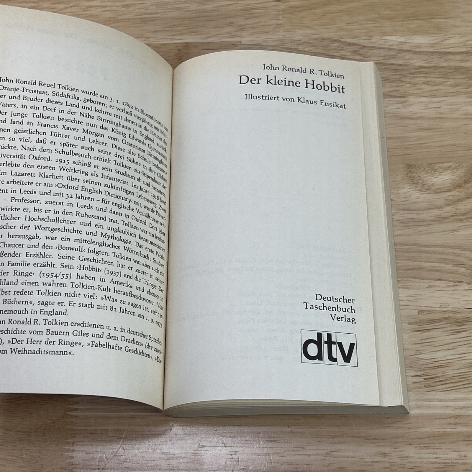 Der kleine Hobbit J. R. R. Tolkien DTV Taschenbuch 1974 German Print Vintage