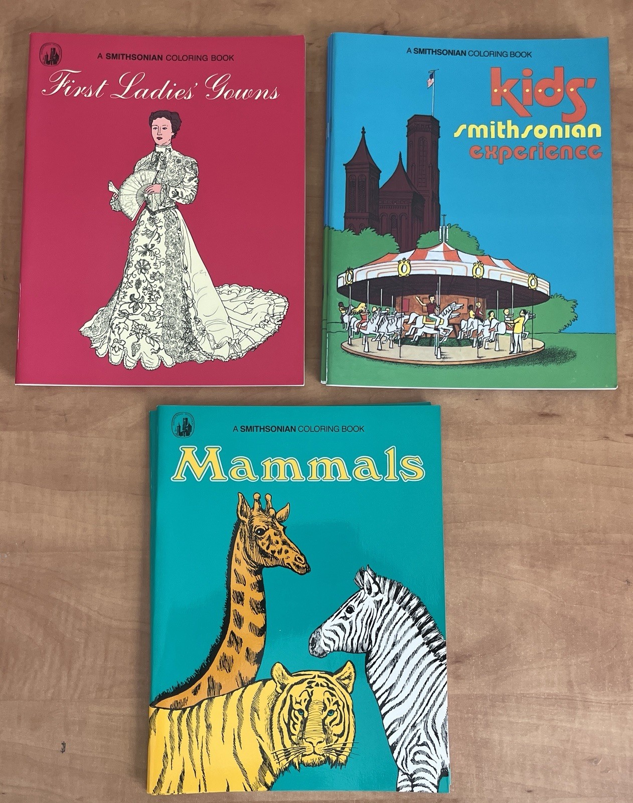 1980&rsquo;s Lot of 10 Smithsonian Coloring Books-1st Ladies+Mammals-Experience