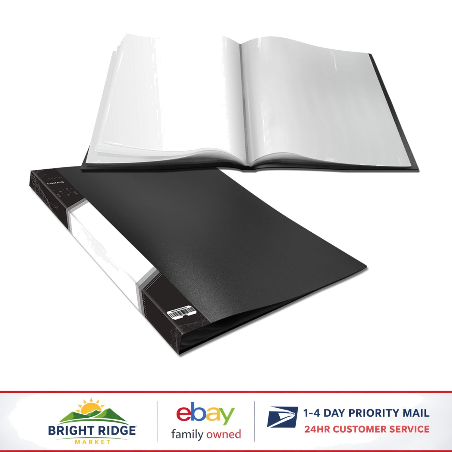 Presentation Book with 40 Clear Sleeves for Artwork and Reports 8.5×11.5in
