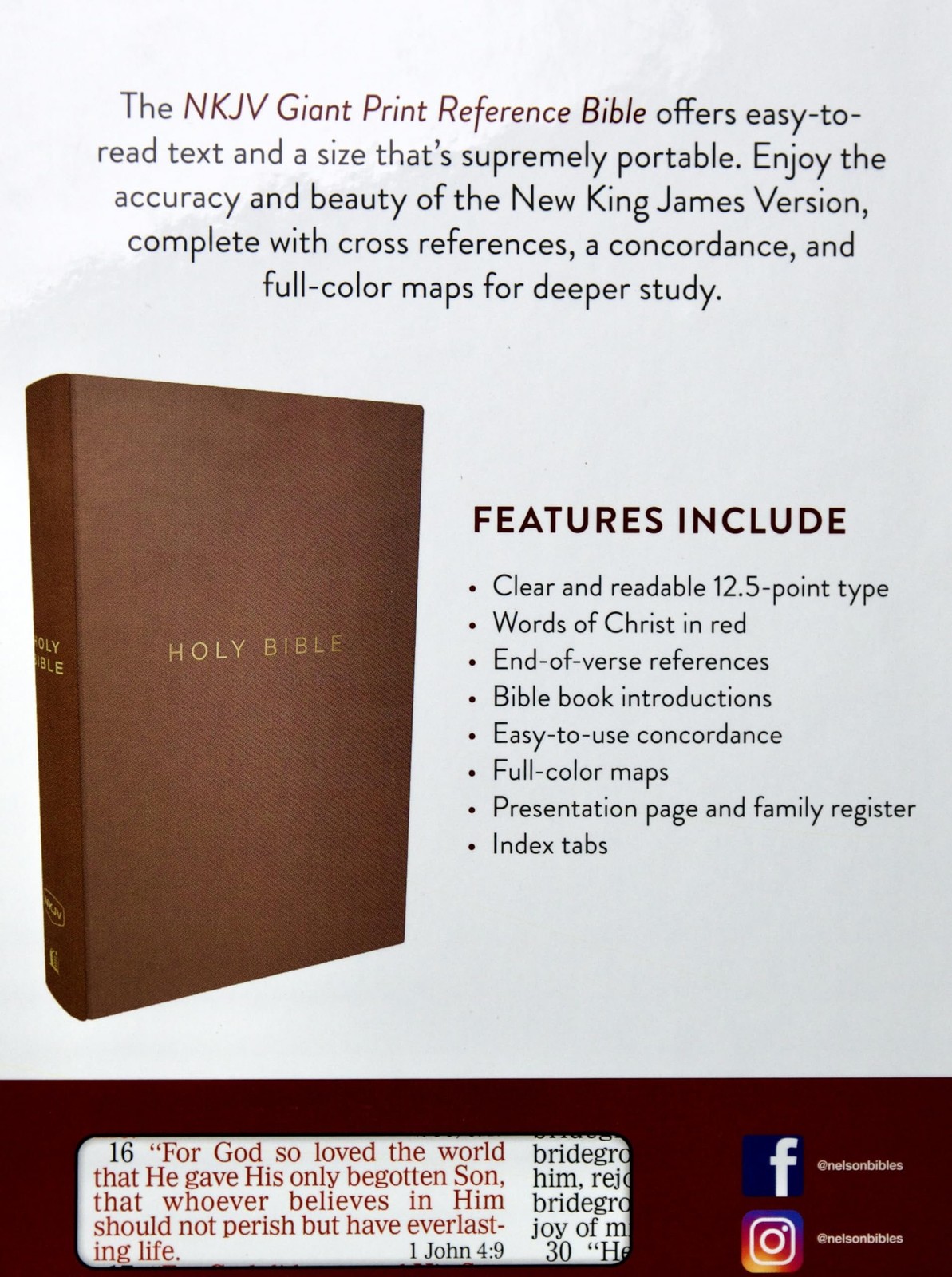 NKJV GIANT PRINT Holy Bible Indexed Edition Red Letter Brown Leathersoft NEW