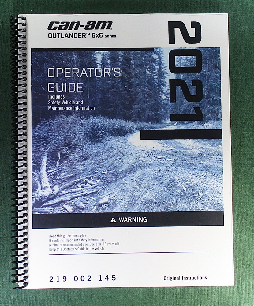 2021 Can-Am Outlander 450 6X6 Owner&rsquo;s Manual: 180 Pages & Protective Covers!