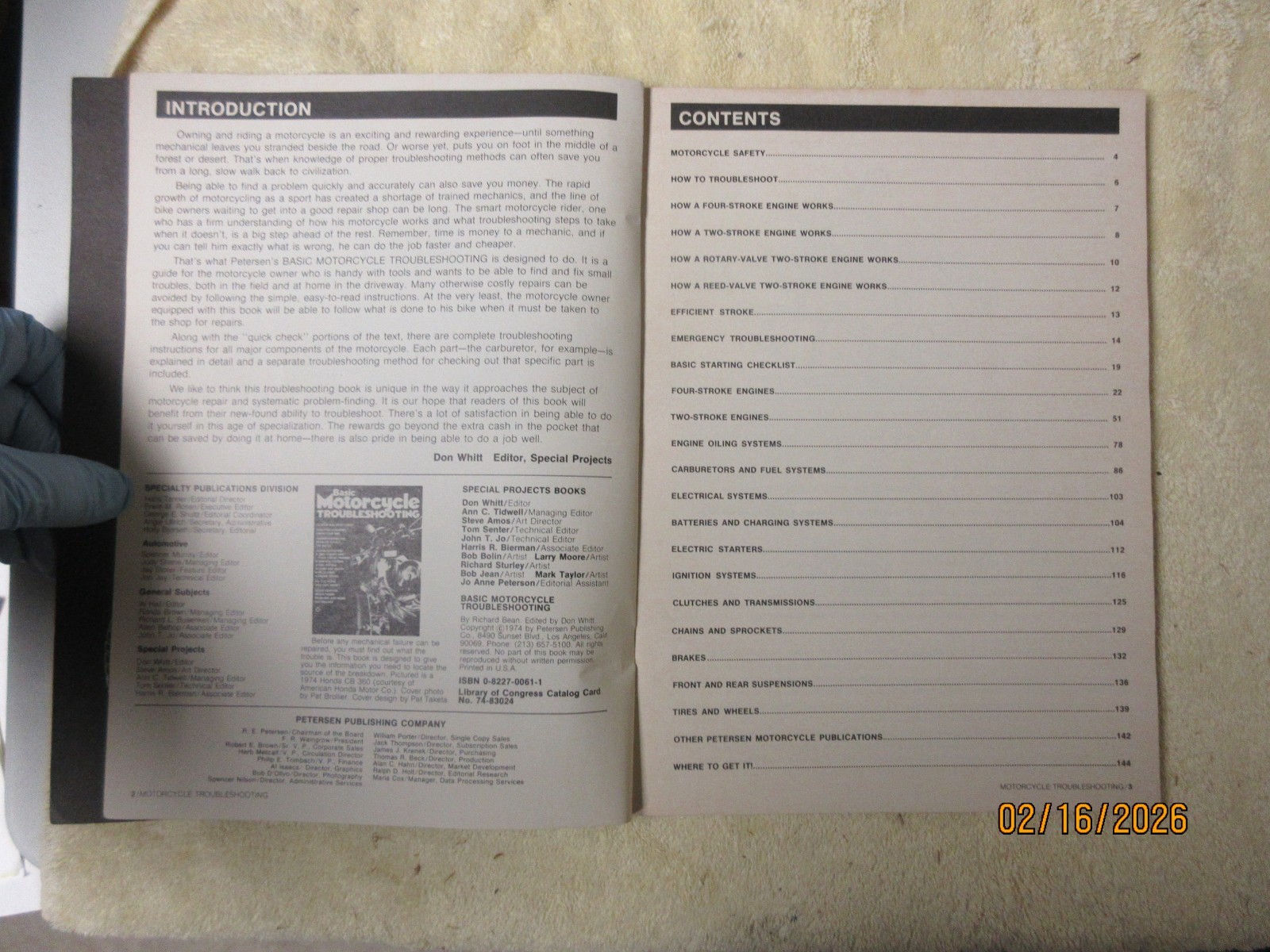 Petersen&rsquo;s Basic Motorcycle Troubleshooting, circa 1974, paperback,144 pages.