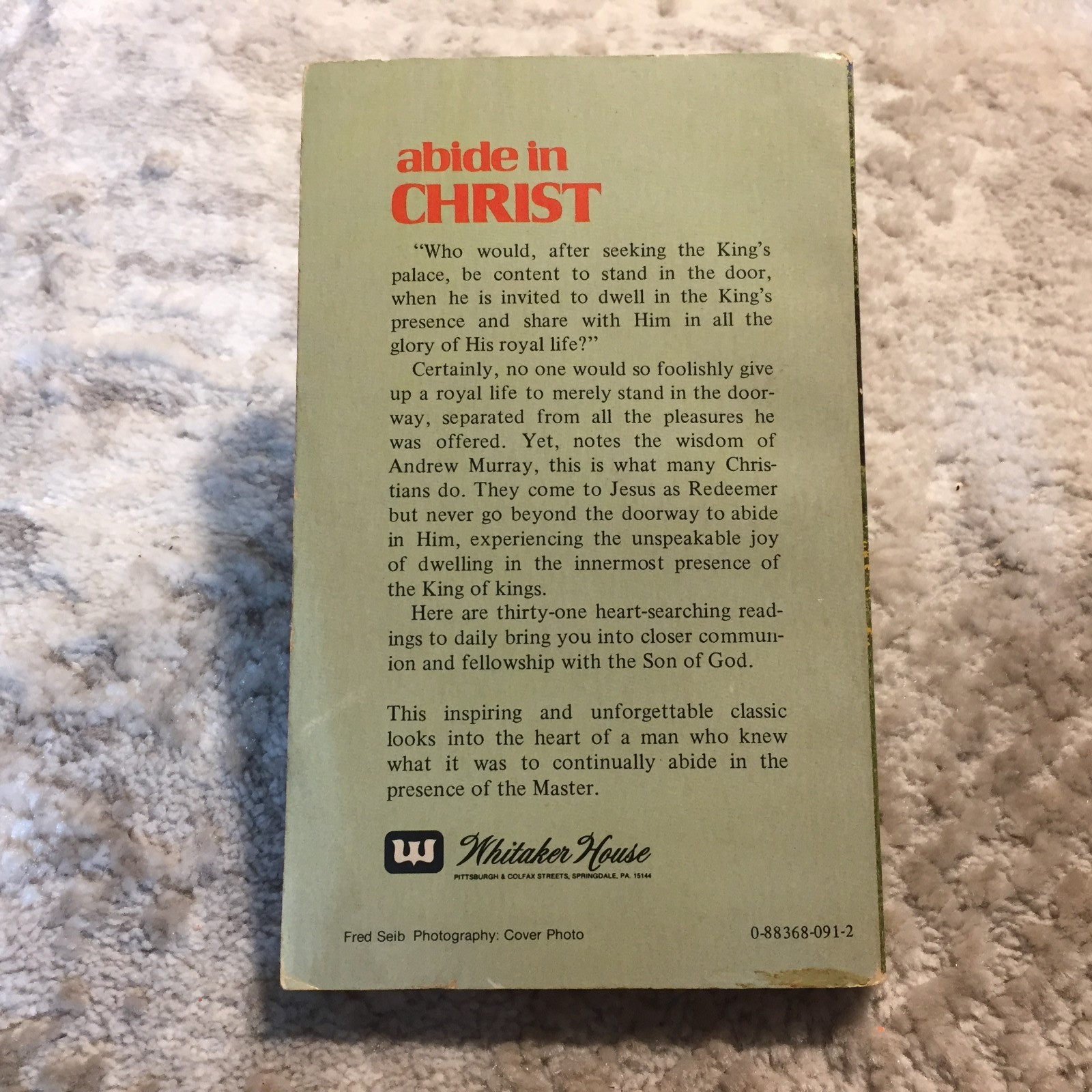 Abide In Christ Andrew Murray Whitaker House Union With Christ Paperback Book