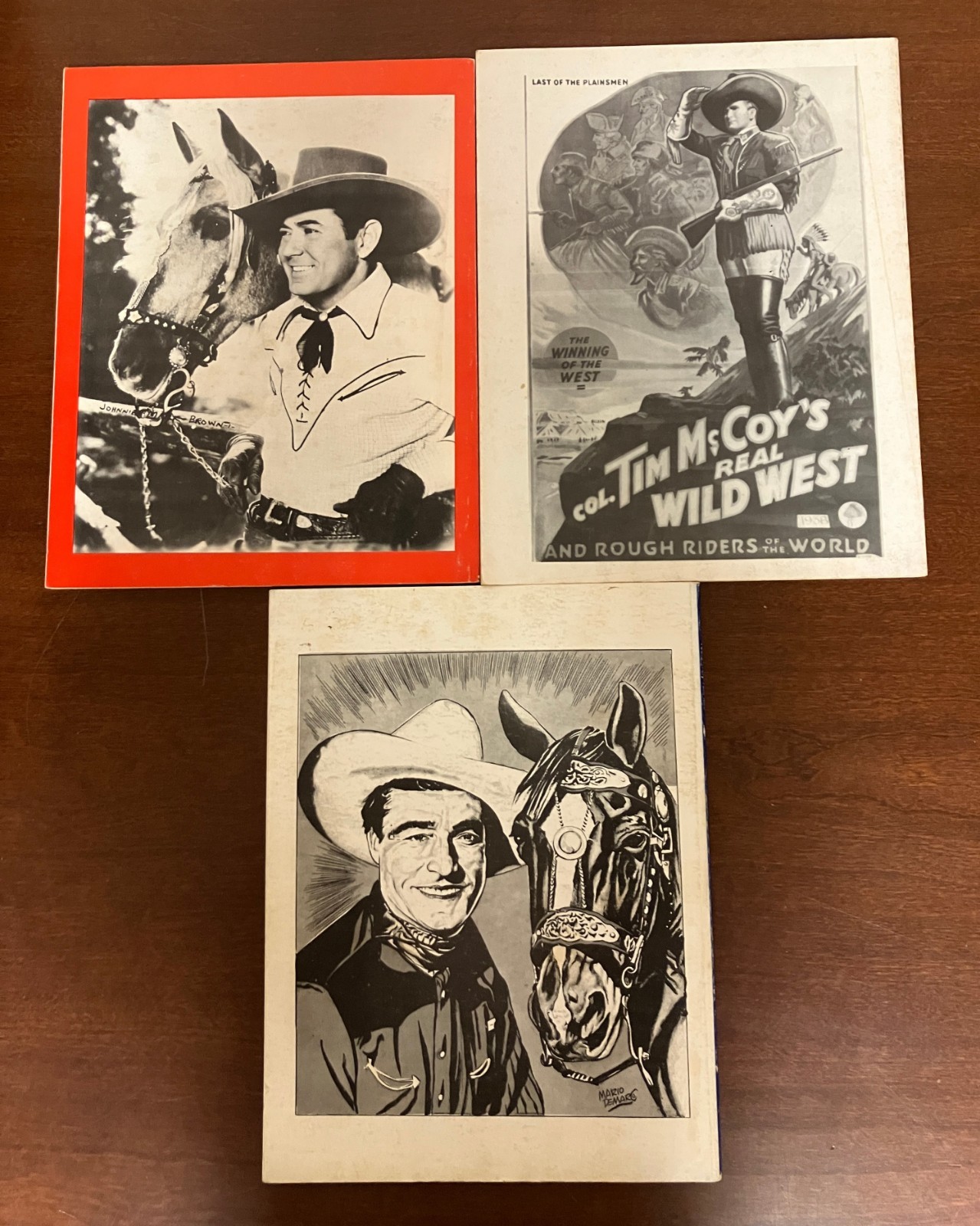 LOT OF 3 BOOKS Marco DeMarco Photostory PBs Johnny Mack Brown Tim McCoy Tom Mix