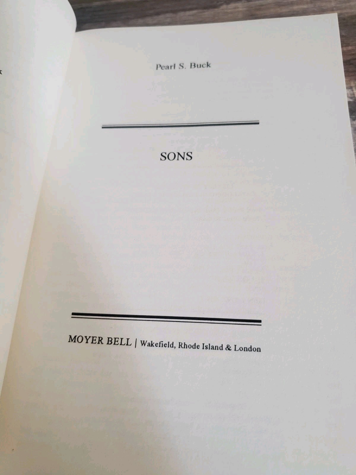 Sons Pearl S. Buck 1997 Third Printing Good Earth Trilogy Moyer Bell Paperback