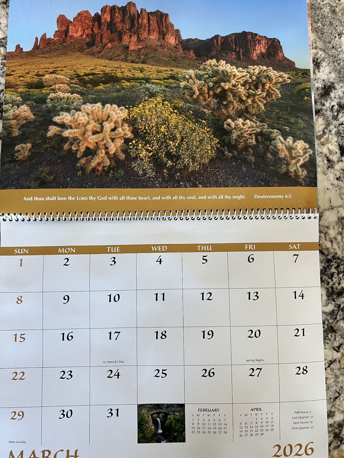 AMERICA Hanging Calendar 2026 Landmarks Scenery USA Oceans Mountains Bible Quote