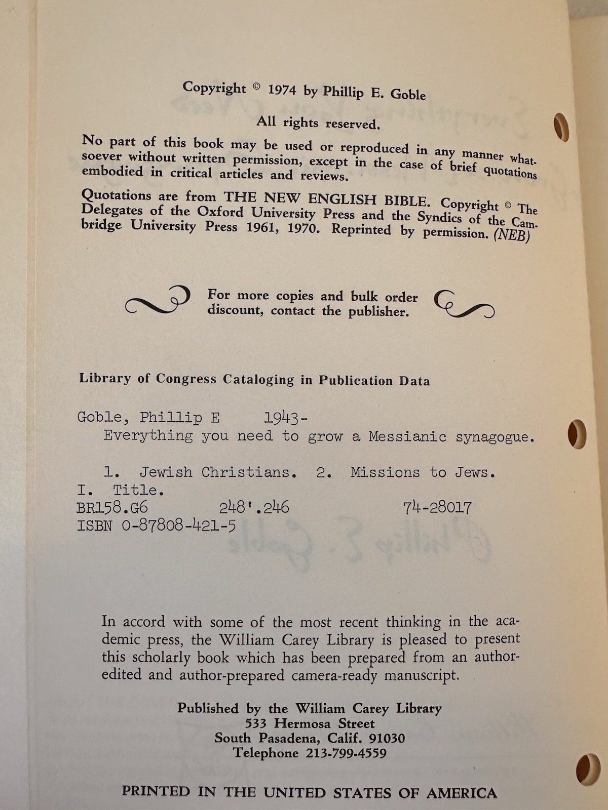 Everything You Need to Grow a Messianic Synagogue Paperback Phill