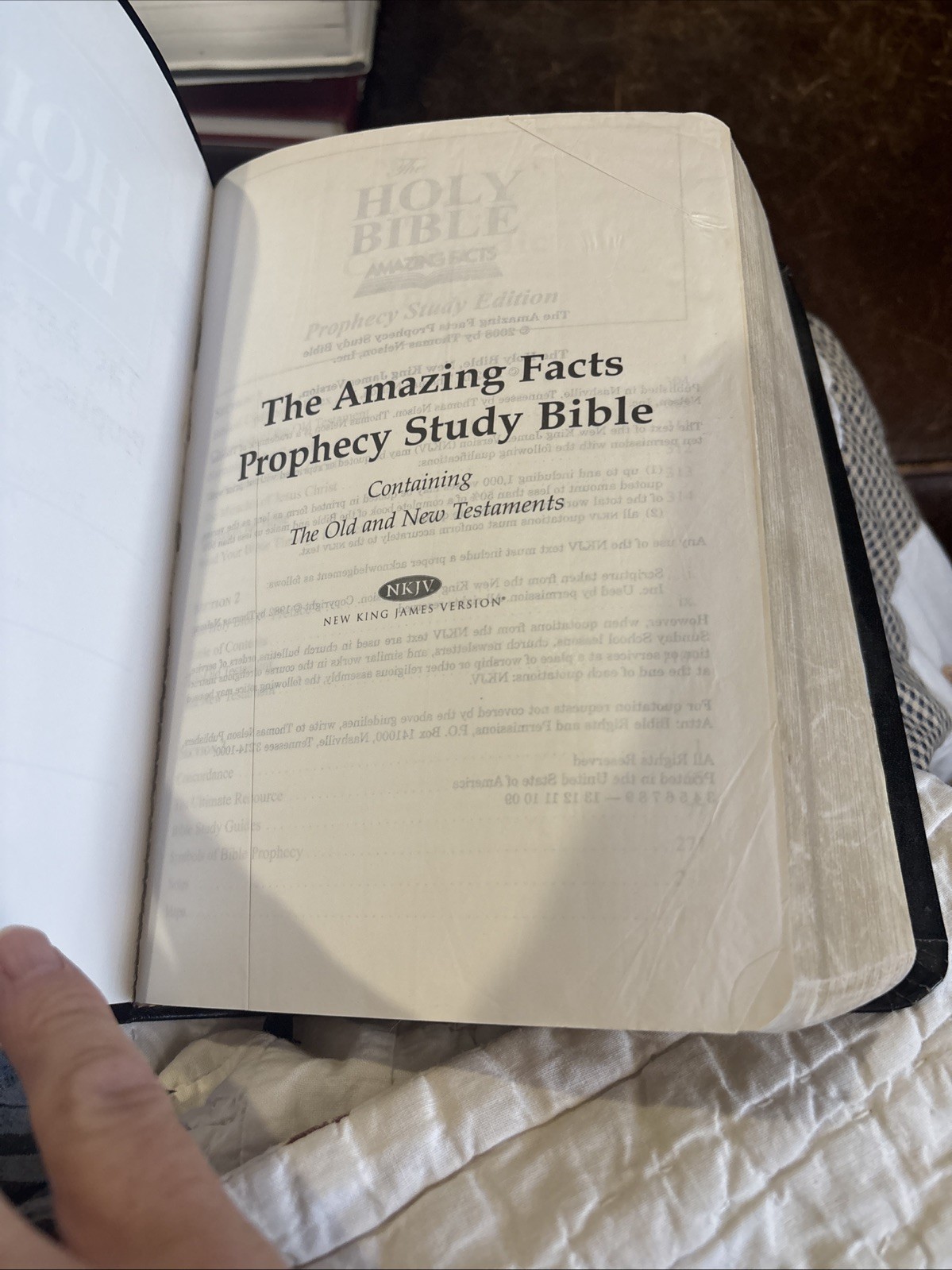 Holy Bible Prophecy Study Edition NKJV Genuine Leather Black Red Letter Gold Gld