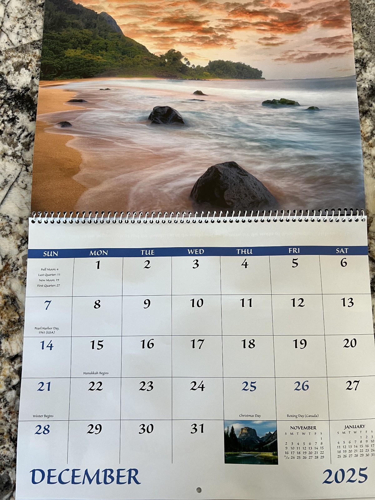 AMERICA Hanging Calendar 2026 Landmarks Scenery USA Oceans Mountains Bible Quote