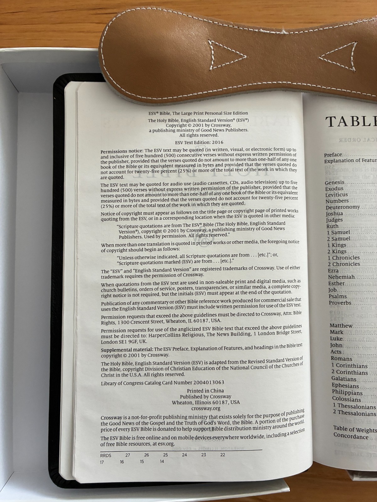 ESV Large Print Personal Size Bible. Red Letter. Genuine Leather, Black
