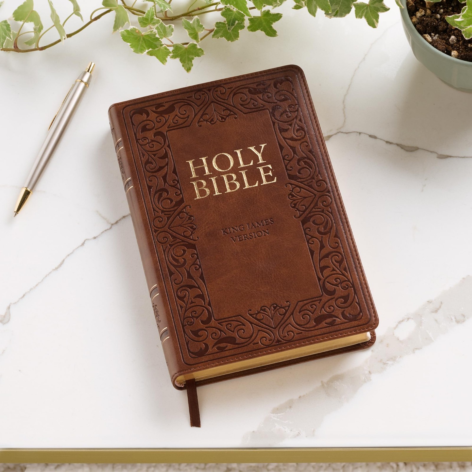 Holy Bible, Standard Size Faux Leather Red Letter Edition Thumb Index & Ribbon..